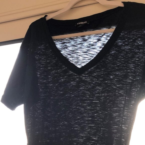 Super Flattering Marled Black Ruched Tunic Tee XS - Picture 14 of 16